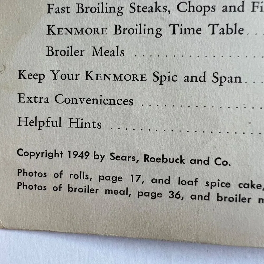 Vintage 1949 Cookbook Gas Cookery with your Kenmore Paperback